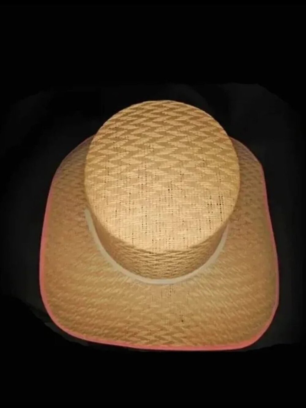 Vintage PINK Sun Hat + HATBOX Big Brim With Chin Tie Cottagecore Prairie Chic - Picture 7 of 10